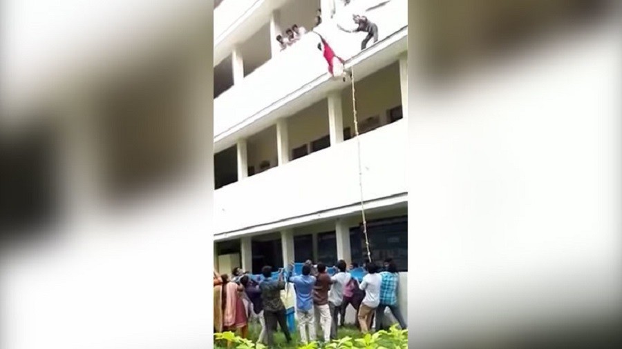 19yo Indian girl pushed to her death in disastrous college safety drill (GRAPHIC VIDEO)