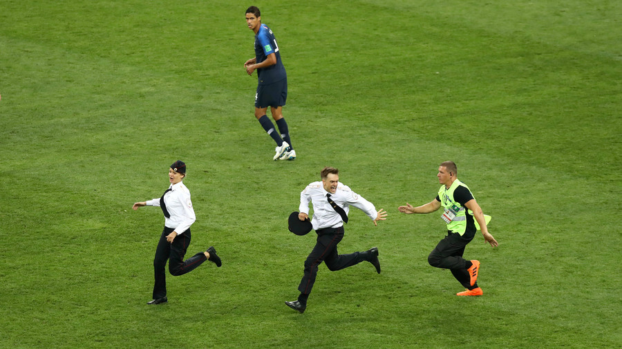 Pussy Riot say they staged four-person pitch invasion during World Cup final