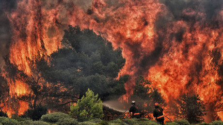 WATCH Dramatic moment man escapes Greece wildfire as flames consume his home
