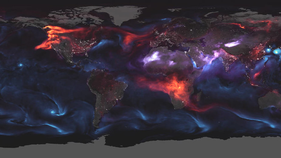 Earth, fire & water: NASA maps atmospheric aerosols in psychedelic image