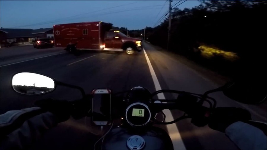 ‘Unsettled’ child caused horrific smash by driving ambulance into motorcyclist (VIDEO)