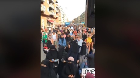 Muslim women & supporters protest as Denmark burqa ban comes into effect (VIDEO)