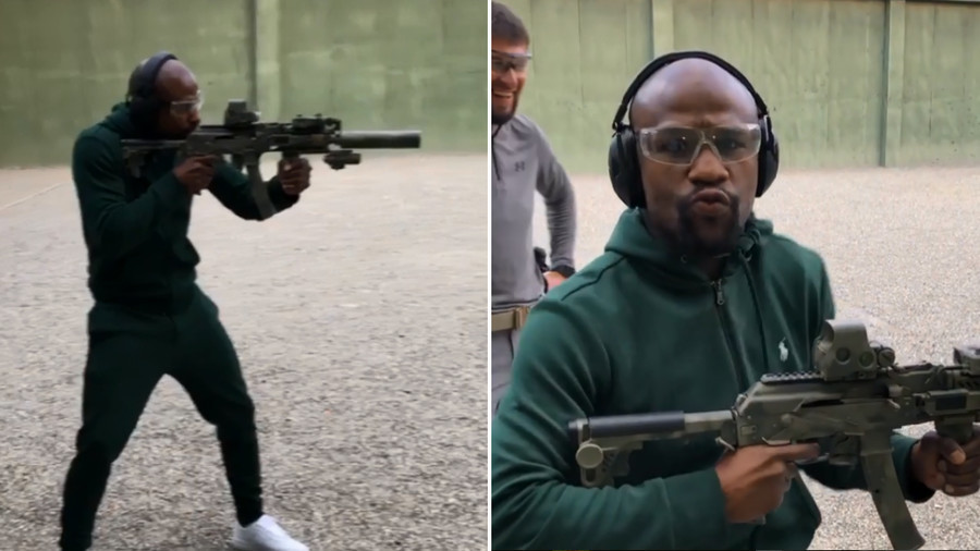 ‘Natural born sniper’: Mayweather takes shooting practice on Chechen trip to meet Kadyrov (VIDEO)