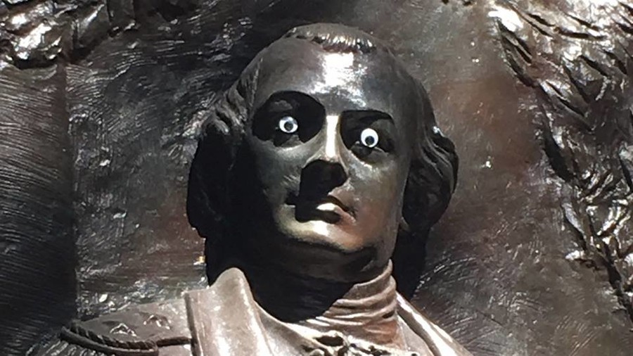 Hunt for ‘Googly Eye Bandit’ is on in Georgia after war hero’s statue gets funny eyes