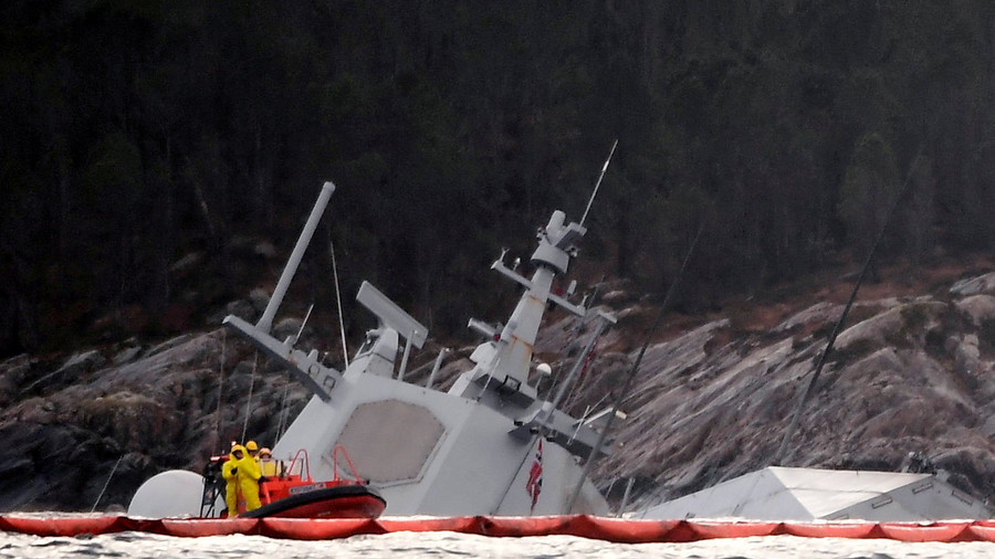 NATO drills fallout: Norwegian frigate almost underwater after oil tanker collision (PHOTOS)
