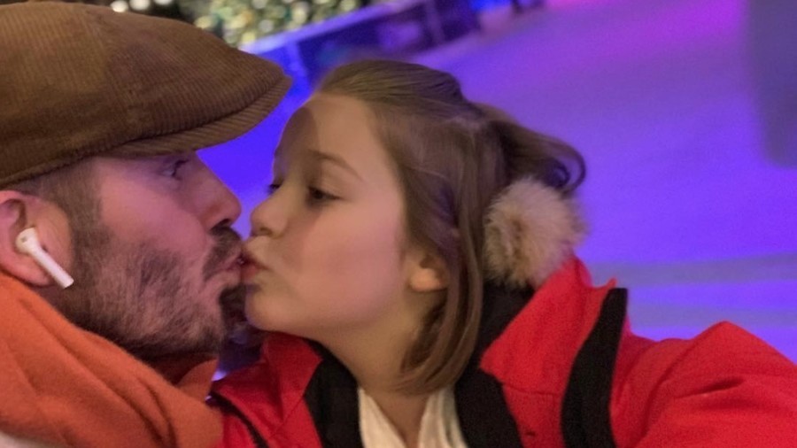 Getting lippy: David Beckham trolled for kissing daughter on mouth in Insta pic  