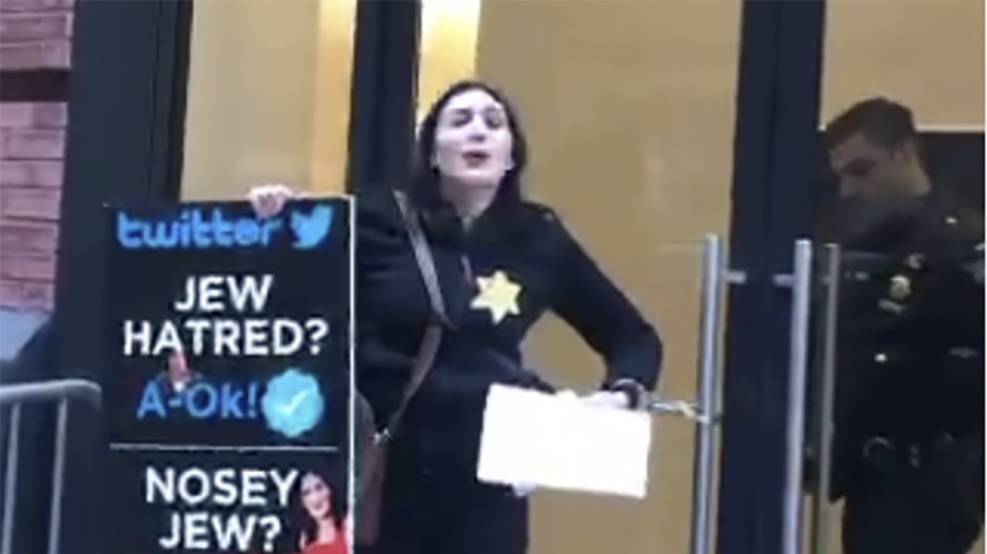 ‘Twitter hates Jews!’ Laura Loomer handcuffs self to company’s HQ in bizarre protest (VIDEOS)
