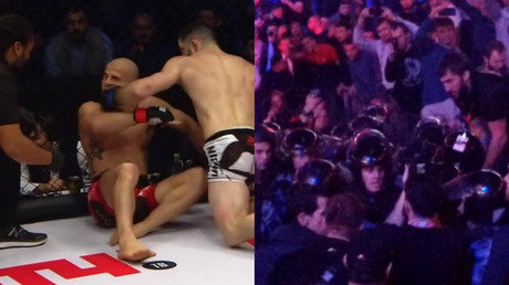 Riot police break up mass brawl at Moscow MMA event after fighter hits opponent after bell (VIDEO)
