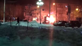 Minibus bursts in flames killing three in Russian city  where house collapsed (VIDEO)