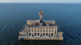 Eerie abandoned Soviet weapons testing site in Caspian Sea captured in DRONE VIDEO