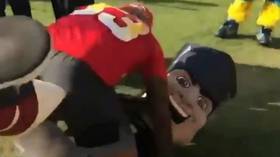 Huge hit from NFL star Jamal Adams leaves Patriots mascot needing treatment (VIDEO)