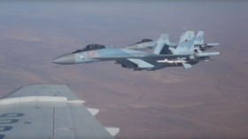 WATCH Russian Su-35 jets streaking across Syrian sky, filmed from inside defense minister’s plane