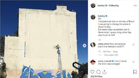 ‘I guess a big white flag says it just as well’: Banksy’s Brexit mural in Dover painted over