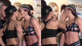 Lip smackers! Female boxer in lingerie kisses opponent, then gets slapped in the face! (VIDEO)