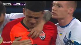 Footballer in tears as he is SENT OFF after responding to racist abuse in Ukraine (VIDEO)
