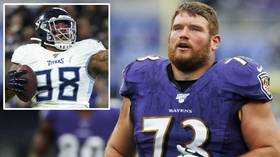 Spitting mad: Ravens lineman Yanda accuses Titans' Simmons of SPITTING in his face during NFL Playoffs clash (VIDEO)