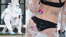 Russian women don swimsuits and coronavirus protective gear in support of bikini-wearing ‘Nurse Nadya’