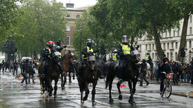 London police charge on horseback at George Floyd protesters, who throw bottles and BICYCLE (VIDEOS)