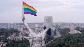 LGBT group hammered online for flying RAINBOW BANNER over Kiev’s iconic WWII monument ahead of 1941 Nazi invasion anniversary