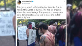 WATCH: White BLM activists incur wrath of black protesters for dramatic history-flipping ‘whipped slaves’ demonstration