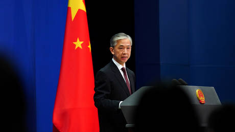 Chinese Foreign Ministry spokesman Wang Wenbin in Beijing, China July 27, 2020. © Reuters/Tingshu Wang