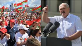 ‘I’m KNEELING for you,’ Lukashenko tells supporters at a rally, warning Belarus will ‘die as a country’ if a repeat vote happens
