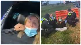 'I couldn't breathe': Aussie woman dragged from car in dramatic altercation with police at lockdown checkpoint (VIDEO)
