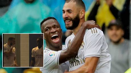 Real Madrid teammates Karim Benzema and Vinicius have reportedly cleared the air. © Reuters / Twitter @RMCsport