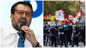 Allies & protesters rally in Italy as ex-Deputy PM Salvini faces trial over ‘kidnapping’ of over 130 migrants (VIDEO)