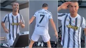 Sidelined Ronaldo posts bizarre video backing Juve teammates against Barcelona just hours after blasting Covid test as 'BULLSH*T'