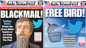 ‘Blackmail’ fails? Twitter makes about-face & unfreezes New York Post account suspended over Hunter Biden story