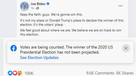 Facebook flags Joe Biden’s ‘We’re gonna win this’ post & reminds that votes have not been counted yet