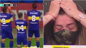 Maradona's daughter breaks down in tears as Boca Juniors players give her ovation in touching tribute to late icon (VIDEO)