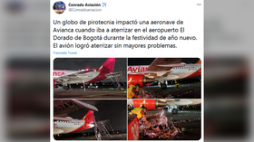 Risky New Year: Plane narrowly avoids crash in Colombia after COLLIDING with ‘pyrotechnic balloon’ (VIDEO)