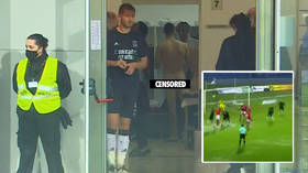 The cheek of him! Football giants demand apology as TV cameras show star STARK NAKED in locker room after freak weather axes match
