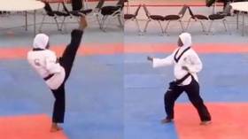 Nigerian female fighter captures taekwondo gold while EIGHT MONTHS PREGNANT (VIDEO)