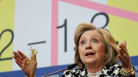 Hillary Clinton at a February 2020 media event in Berlin, Germany.