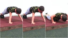 Push yourself: 10yo Russian boy ‘breaks world record by performing 5,713 push-ups in 3-and-a-half hours’ in endurance epic (VIDEO)