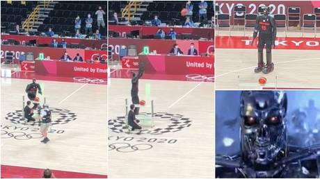 The basketball robot caused a stir on social media. © Twitter @annekillion / @DanWoikeSports