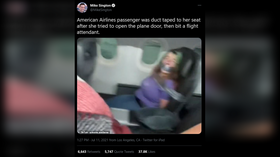 ‘Agitated’ woman DUCT-TAPED to airplane seat after biting flight attendant & trying to pry open aircraft’s door midflight