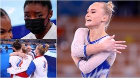 GOLDEN GIRLS: Russian team clinch Olympic gymnastics title to end American dominance in dramatic finale after Biles pulls out