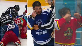 Russian hockey player denies he is a racist after being fined, condemned by team for slant-eyed gesture at Chinese player (VIDEO)