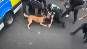 WATCH: Man mauled by police dog during arrest at Newcastle protest against UK Covid-19 vaccine passports