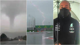Tornado caught on camera over Sochi as F1 Russian Grand Prix practice is scrapped... but Hamilton is skipping in the rain (VIDEO)
