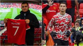 Picked the Ron match? Football-mad Khabib visits Man Utd... but pal Cristiano Ronaldo is BENCHED for Premier league clash