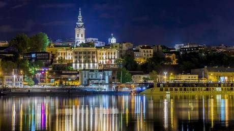View over the river Sava on New Belgrade, Belgrade, Serbia.