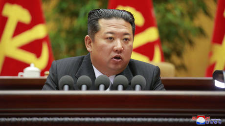 North Korean leader Kim Jong Un, February 27, 2022 © AFP Photo /KCNA via KNS