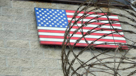 The US flag at the US Naval Base in Guantanamo Bay, Cuba on August 7, 2013