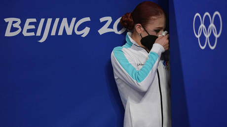 Alexandra Trusova appeared to suffer emotional turmoil at the Winter Olympics © Cui Nan / China News Service via Getty Images
