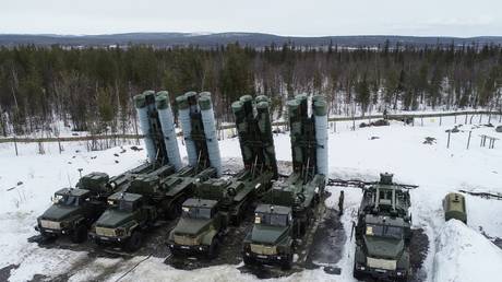 FILE PHOTO: Russian S-300 air defense system are seen in Murmansk region, Russia, on April 8, 2021.